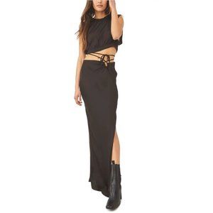 NWT Free People Black Remi Crop Top and Maxi Skirt Set - Large